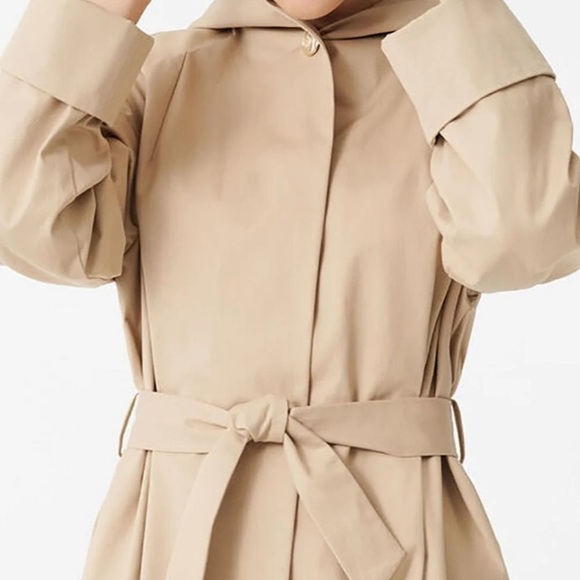 MAJE HOODED TRENCH COAT WITH BELT - camel 40 | US 8 NWT - Picture 14 of 16